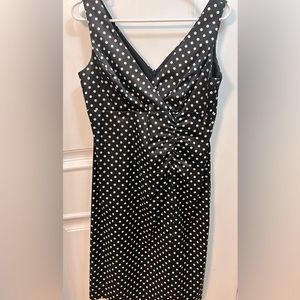 Donna Ricco dress - black with white polka dots - satin shiny - size 8P